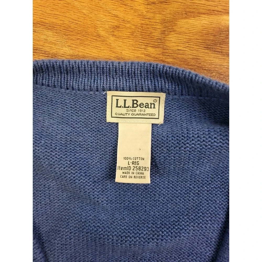 LL Bean Men's Button Front Cardigan Sweater 100% Cotton Size L